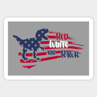 4th Of July Dinosaur Red White Rawr T Rex USA American Flag Sticker